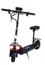 VLRA C6 electric scooter with powerful motor, comfortable seat, wide deck, LED headlight, and sleek black commuter design