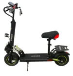 VLRA C6 electric scooter with powerful motor, comfortable seat, wide deck, LED headlight, and sleek black commuter design